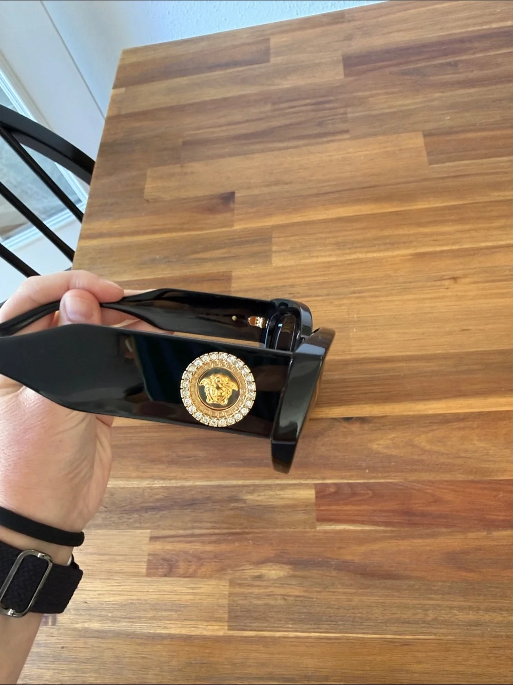 Versace Black Sunglasses with Gold Medallion Detail
